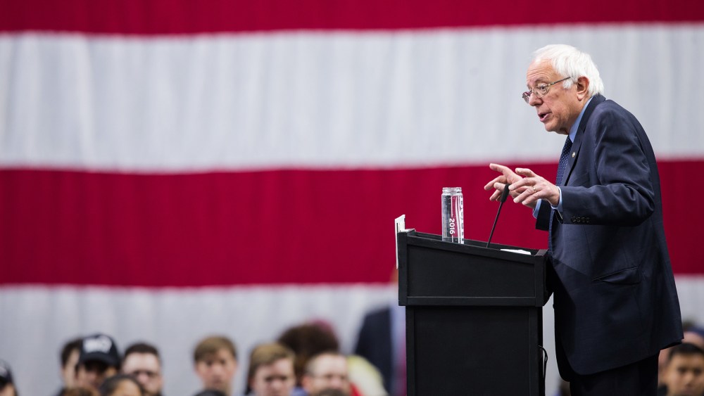 Democratic presidential candidate Sen. Bernie Sanders (D-VT) speaks at a rally for his campaign on April 11, 2016 in Binghamton, New York. (Photo by Brett Carlsen/Getty)
