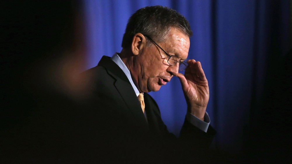 Republican Presidential candidate John Kasich speaks at the Women's National Republican Club on April 12, 2016 in New York City. (Photo by John Moore/Getty)
