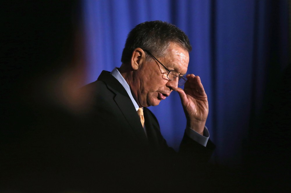 Republican Presidential candidate John Kasich speaks at the Women's National Republican Club on April 12, 2016 in New York City. (Photo by John Moore/Getty)