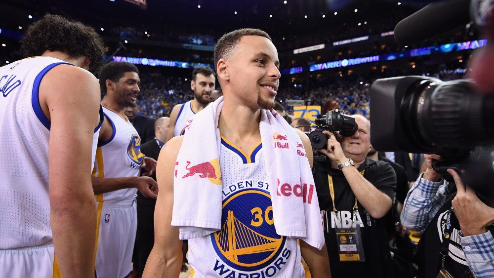 Stephen Curry of the Golden State Warriors at ORACLE Arena on April 13, 2016 in Oakland, Calif. (Photo by Thearon W. Henderson/Getty)