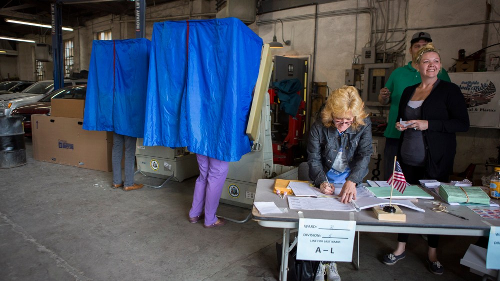 Pennsylvania residents cast their primary day ballots on April 26, 2016 in Philadelphia, Pa. (Photo by Jessica Kourkounis/Getty)