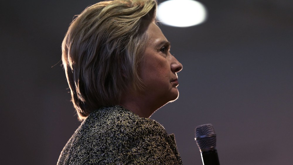 Democratic presidential candidate Hillary Clinton speaks during a campaign stop at the Douglass Park Gynasium on May 1, 2016 in Indianapolis, Ind. (Photo by Joe Raedle/Getty)