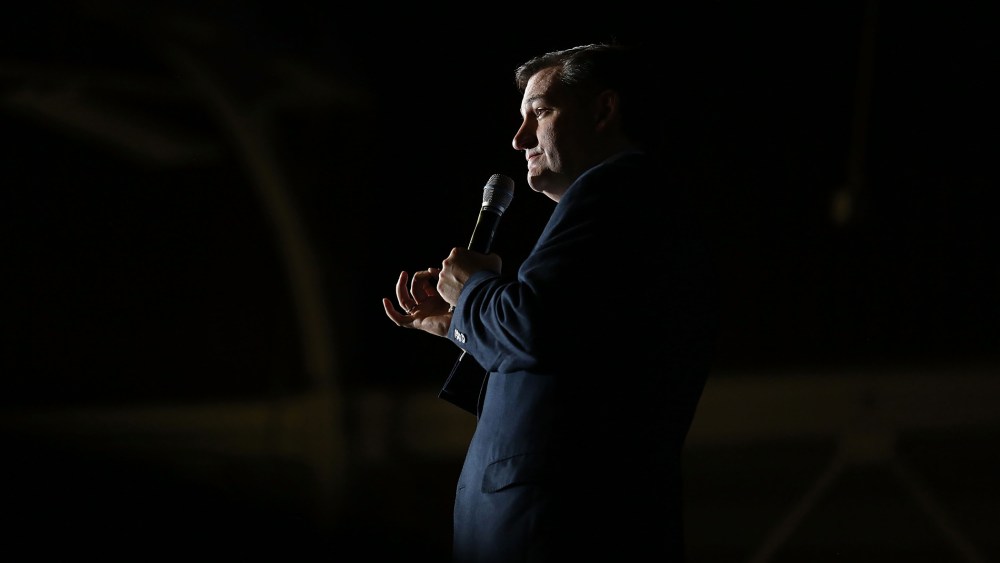 Then, republican presidential candidate Sen. Ted Cruz (R-TX) speaks during a campaign rally at the Indiana State Fairgrounds on May 2, 2016 in Indianapolis, Ind. (Photo by Joe Raedle/Getty)