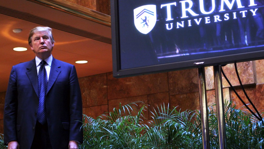 Real estate mogul Donald Trump holds a media conference announcing the establishment of Trump University May 23, 2005 in New York. N.Y. (Photo by Thos Robinson/Getty)