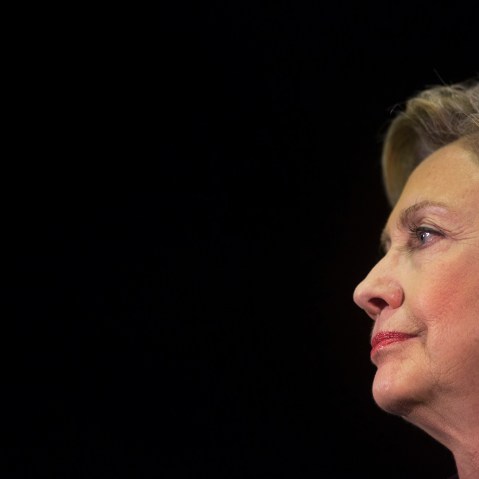 Democratic presidential candidate Hillary Clinton during at a campaign event at Camden County College on May 11, 2016 in Blackwood, N.J. (Photo by Jessica Kourkounis/Getty)
