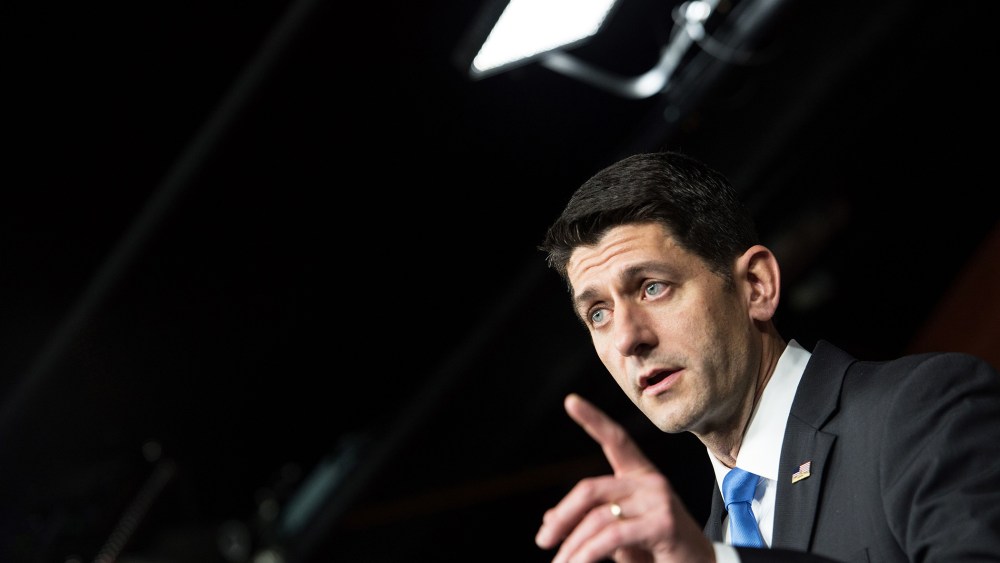 Speaker of the House Paul Ryan addresses his weekly briefing on Capitol Hill in Washington, D.C., on May 12, 2016. (Photo by Nicholas Kamm/AFP/Getty)