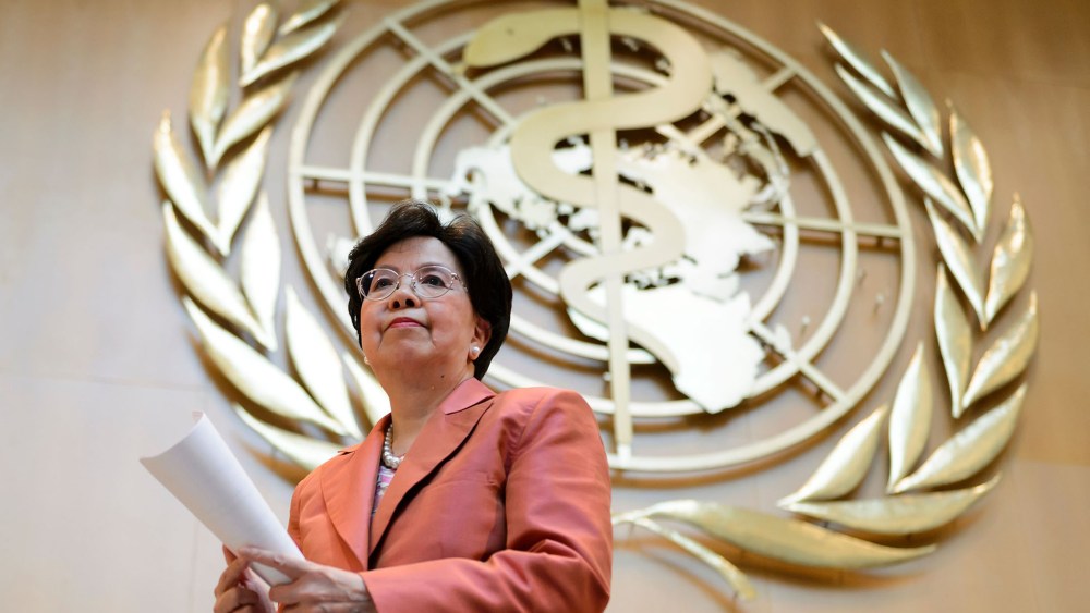 World Health Organization (WHO) Director-General Margaret Chan leaves after delivering a speech during the World Health Assembly, with some 3,000 delegates from its 194 member states on May 23, 2016 in Geneva. (Photo by Fabrice Coffrini/AFP/Getty)