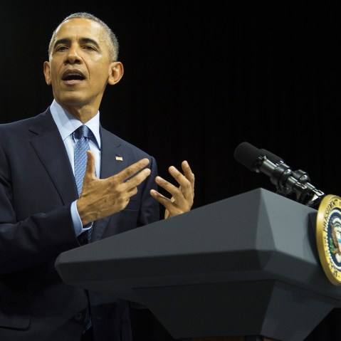 President Barack Obama speaks at the Young Southeast Asian Leaders Initiative town hall event in Ho Chi Minh City on May 25, 2016. (Photo by Jim Watson/AFP/Getty)
