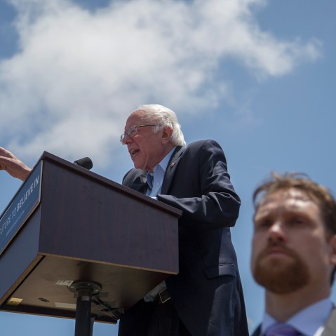 Democratic presidential candidate, Sen. Bernie Sanders (D-VT), speaks at a campaign rally at Ventura College on May 26, 2016 in Ventura, Calif. (Photo by David McNew/Getty)
