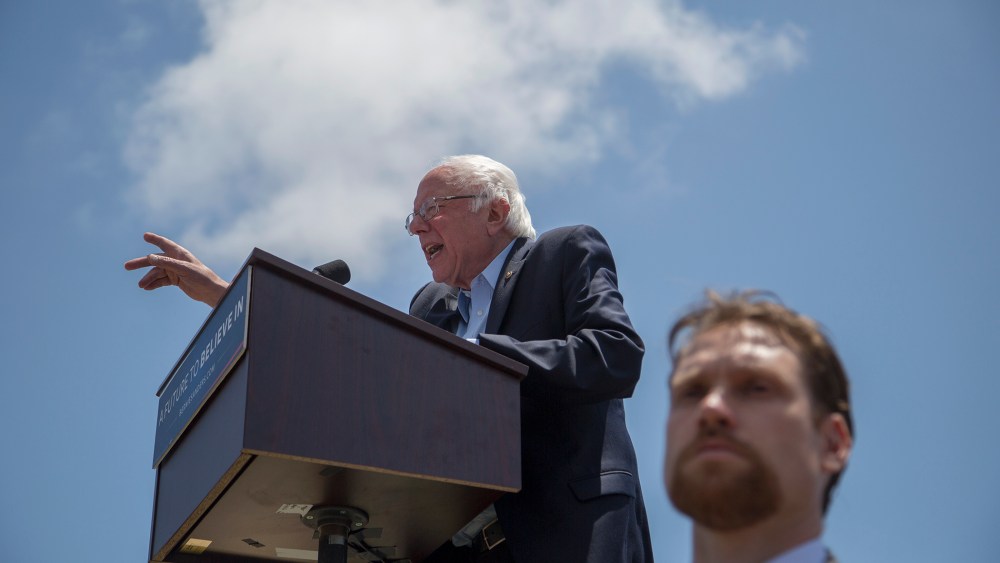 Democratic presidential candidate, Sen. Bernie Sanders (D-VT), speaks at a campaign rally at Ventura College on May 26, 2016 in Ventura, Calif. (Photo by David McNew/Getty)