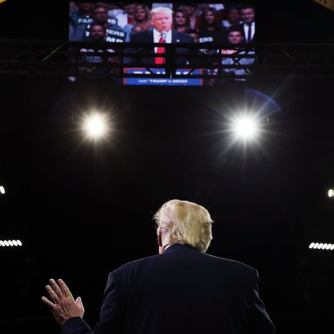 Presumptive Republican presidential candidate Donald Trump speaks at a rally in Fresno on May 27, 2016 in Fresno, Calif. (Photo by Spencer Platt/Getty)
