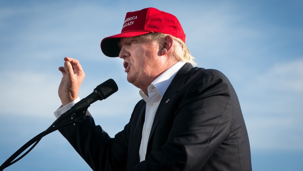 Republican Presidential candidate Donald Trump speaks at a campaign rally on June 1, 2016 in Sacramento, Calif. (Photo by Elijah Nouvelage/Getty)