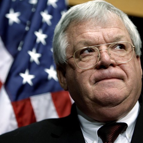 Then, Speaker of the House Dennis Hastert (R-IL) attends a press conference at the Capitol January 17, 2005 in Washington, D.C. (Photo by Chip Somodevilla/Getty)