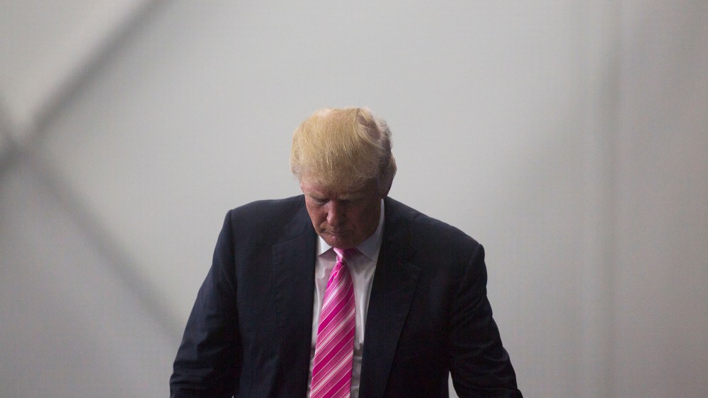 Republican presidential nominee Donald Trump attends a campaign event on Oct. 1, 2016 at the Spooky Nook Sports Complex in Manheim, Penn. (Photo by Jessica Kourkounis/Getty)