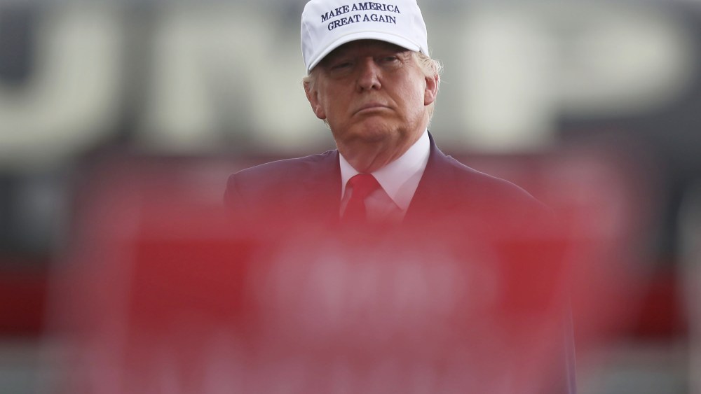 Republican presidential candidate Donald Trump speaks during a campaign rally at the Lakeland Linder Regional Airport on Oct. 12, 2016 in Lakeland, Fla. (Photo by Joe Raedle/Getty)