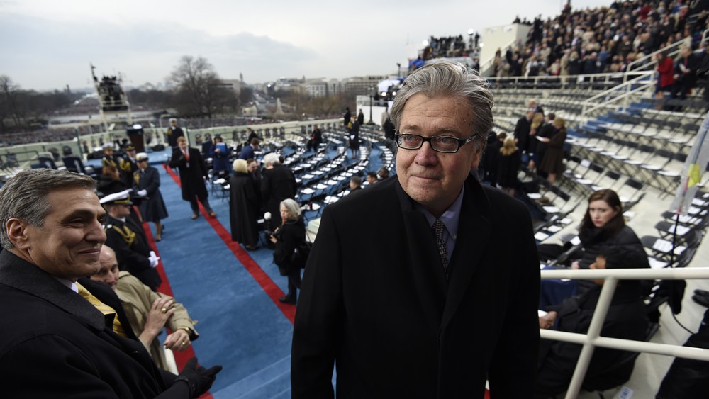 Steve Bannon, appointed chief strategist and senior counselor to President-elect Donald Trump, arrives for the Presidential Inauguration of Trump at the U.S. Capitol on Jan. 20, 2017 in Washington, DC. (Photo by Saul Loeb/Getty Images)