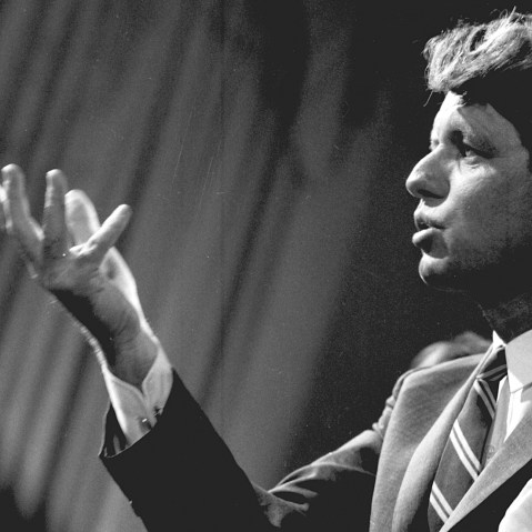 Senator Robert F. Kennedy holds a news conference on May 5, 1967. (Photo by CBS Photo Archive/Getty)