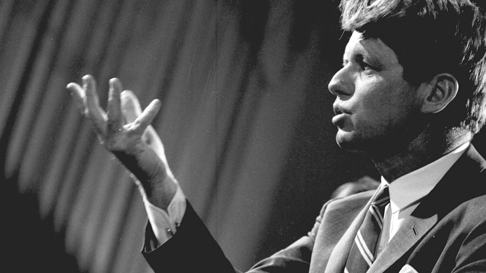 Senator Robert F. Kennedy holds a news conference on May 5, 1967. (Photo by CBS Photo Archive/Getty)