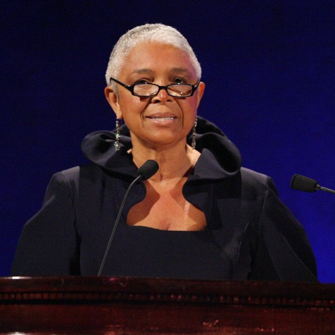 Dr. Camille Cosby speaks on stage at an event on March 3, 2008 in New York, N.Y. (Photo by Bryan Bedder/Getty for the Jackie Robinson Foundation)