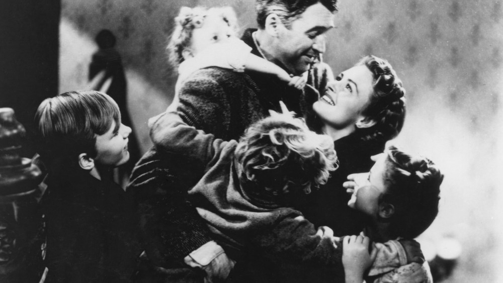 American actors James Stewart and Donna Reed star in the film 'It's a Wonderful Life', 1946. (Photo by RKO Pictures/Archive Photos/Getty)
