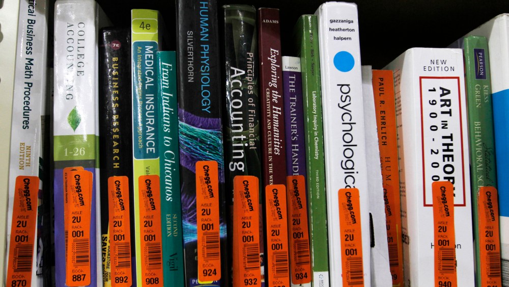 Chegg's Rent-Don't-Buy Mantra Takes Hold at California Schools. (Photo by John Sommers II/Bloomberg/Getty).