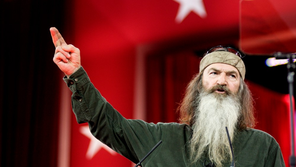Phil Robertson of A&E's Duck Dynasty addresses the 42nd annual Conservative Political Action Conference (CPAC) at the Gaylord National Resort Hotel and Convention Center on Feb. 27, 2015 in National Harbor, Md. (Photo by Kris Connor/Getty)