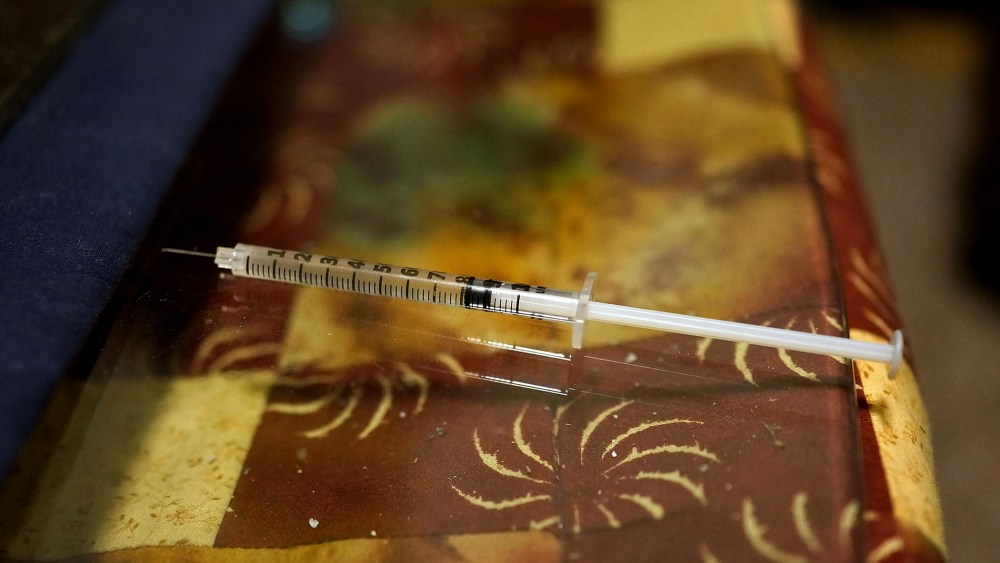 A syringe used for intravenous drug use.