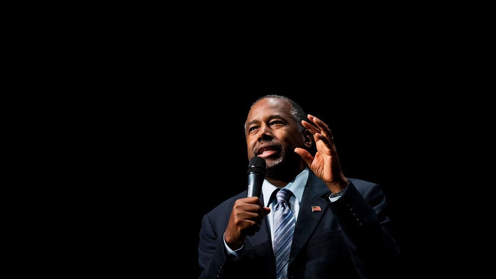 Republican presidential candidate Dr. Ben Carson speaks during a campaign event at Cobb Energy Center, Dec. 8, 2015, in Atlanta. (Photo by David Goldman/AP)