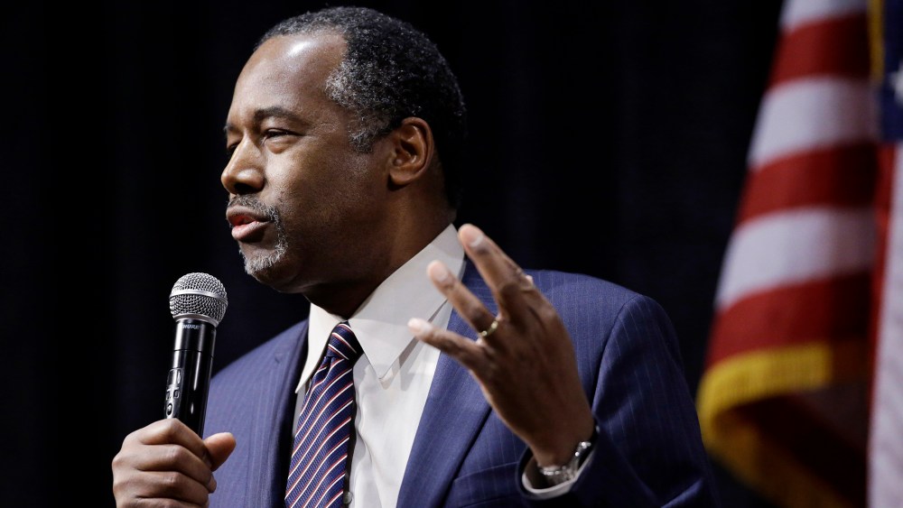 Republican presidential candidate Ben Carson speaks during a town hall meeting, Feb. 21, 2016, in Reno, Nev. (Photo by Marcio Jose Sanchez/AP)