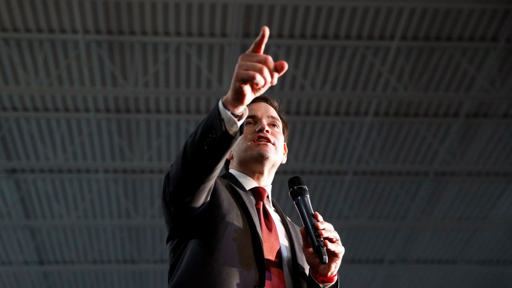 Republican presidential candidate, Sen. Marco Rubio, R-Fla., speaks during campaign event, Feb. 23, 2016 in Kentwood, Mich. (Photo by Paul Sancya/AP)