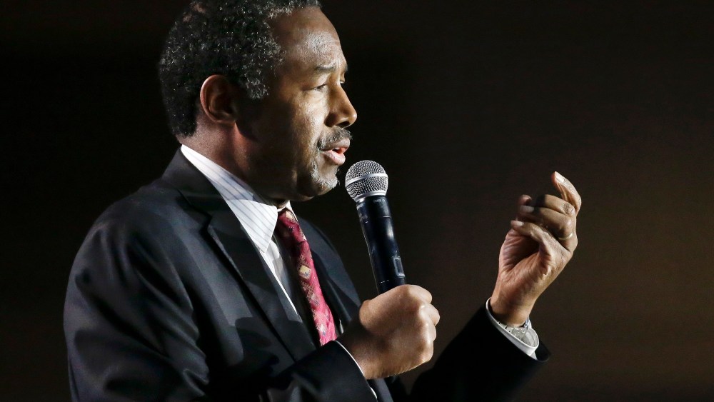 Republican presidential candidate Ben Carson speaks at the National Religious Broadcasters convention, Feb. 26, 2016, in Nashville, Tenn. (Photo by Mark Humphrey/AP)