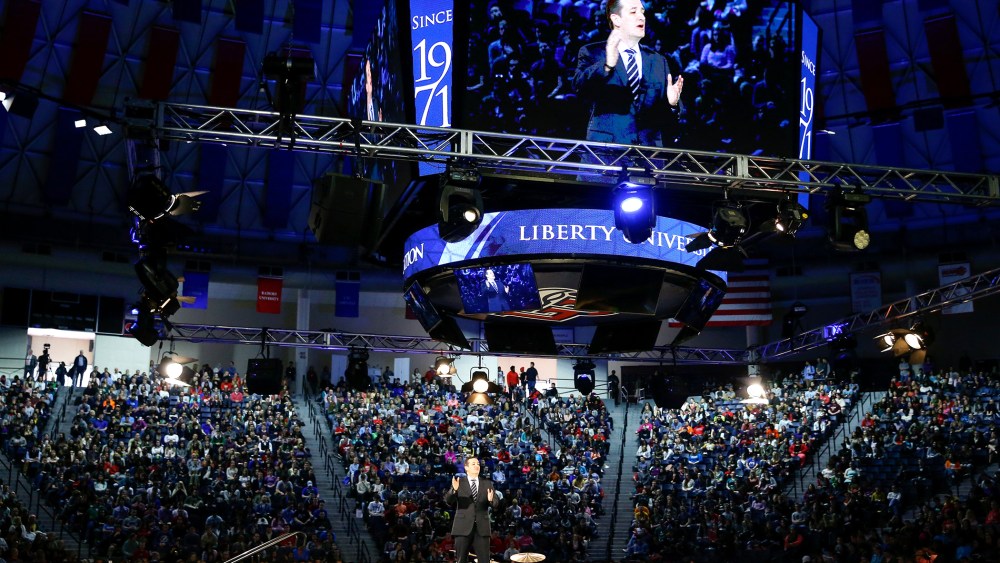Sen. Ted Cruz, R-Texas announces his campaign for president, March 23, 2015, at Liberty University, founded by the late Rev. Jerry Falwell, in Lynchburg, Va. (Photo by Andrew Harnik/AP)