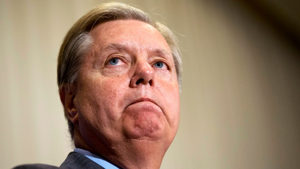 Republican presidential candidate Sen. Lindsey Graham, R-S.C., pauses as he speaks about the Iran nuclear agreement at a National Press Club luncheon in Washington, D.C. Sept. 8, 2015. (Photo by Jacquelyn Martin/AP)