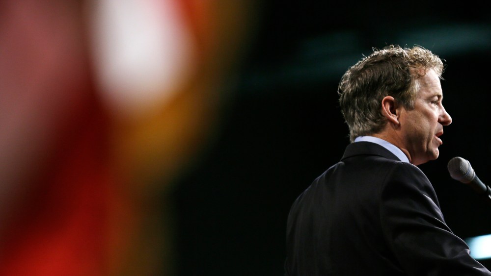U.S. Sen. Rand Paul, R-Ky., speaks during the Iowa State Republican Convention, June 14, 2014, in Des Moines, Iowa.