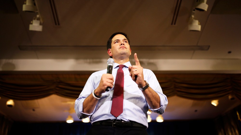 Republican presidential candidate, Sen. Marco Rubio, R-Fla., speaks at a campaign event, Oct. 8, 2015, in Las Vegas, Nev. (Photo by John Locher/AP)