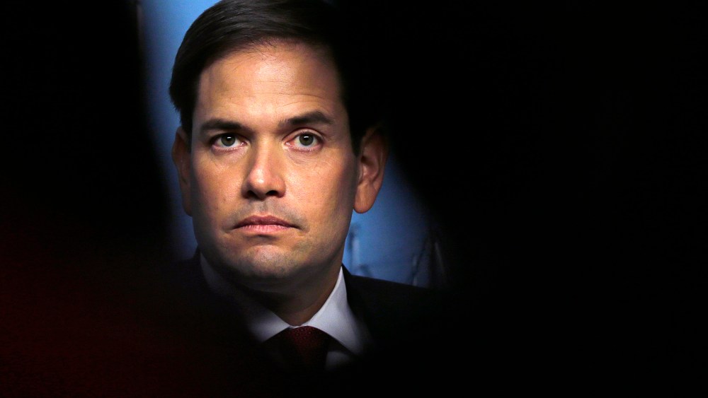 Republican presidential candidate Sen. Marco Rubio, R-Fla. listens to questions during a campaign event at St. Anslem College in Manchester, N.H., Nov. 4, 2015. (Photo by Charles Krupa/AP)