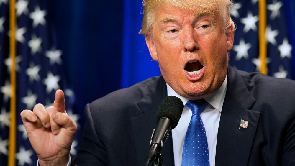 Republican presidential candidate Donald Trump speaks at Saint Anselm College, June 13, 2016, in Manchester, N.H. (Photo by Jim Cole/AP)