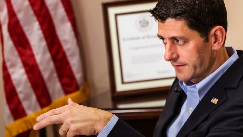 House Speaker Paul Ryan, R-Wis., speaks during an interview with The Associated Press, June 2, 2016, in Janesville, Wis. (Photo by Andy Manis/AP)