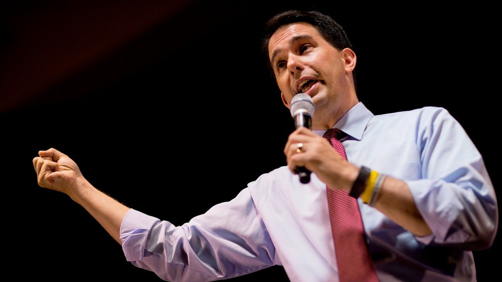 Republican presidential candidate Wisconsin Gov. Scott Walker speaks at the RedState Gathering, Aug. 8, 2015, in Atlanta, Ga. (Photo by David Goldman/AP)