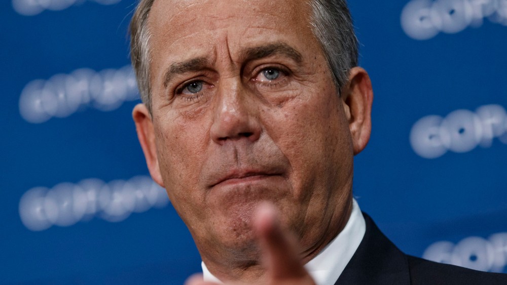 House Speaker John Boehner of Ohio meets with reporters on Capitol Hill in Washington, Wednesday, Feb. 26, 2014.