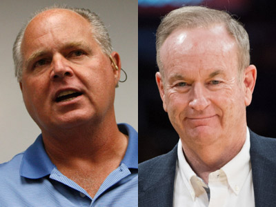 Rush Limbaugh (File photo by Chris Carlson/AP) and Bill O'Reilly (File photo by Noel Vasquez/Getty Images)