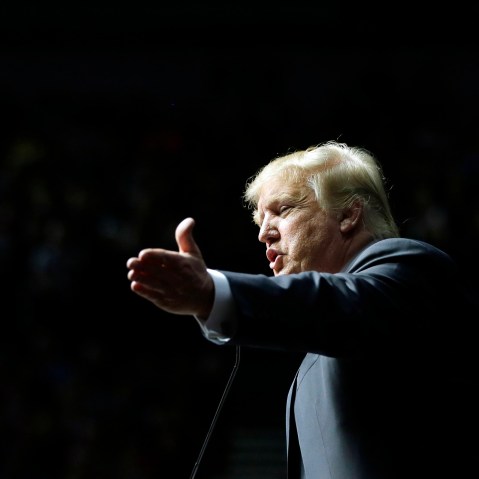 Republican presidential candidate, businessman Donald Trump addresses supporters at a campaign rally, Dec. 21, 2015, in Grand Rapids, Mich. (Photo by Carlos Osorio/AP)