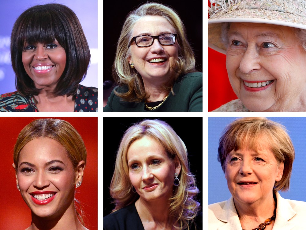 This digital composite shows (L-R, clockwise) U.S. first lady Michelle Obama. (Photo by Chip Somodevilla/Getty Images) Former U.S Secretary of State Hillary Clinton. (Photo by Saul Loeb/AFP/Getty Images) Queen Elizabeth II. (Photo by Kirsty...