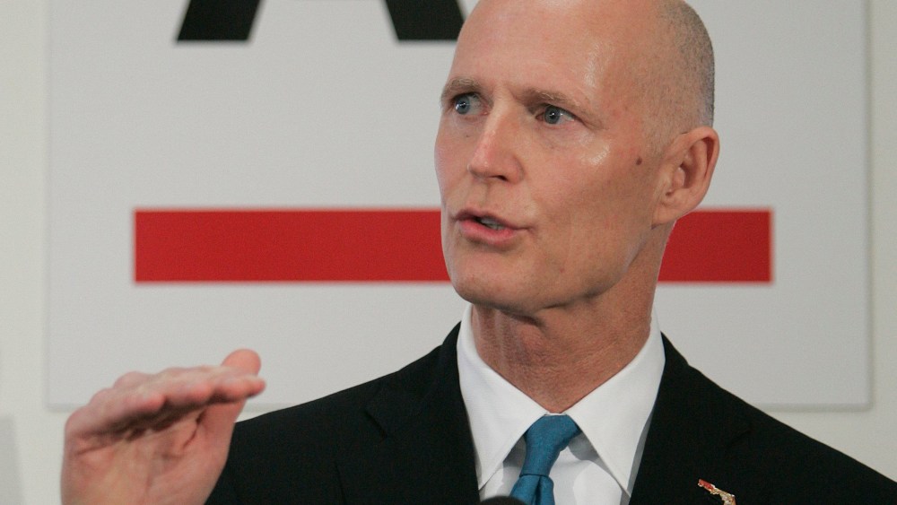Florida Gov. Rick Scott speaks to the press on Wednesday, Jan. 29, 2014, in Tallahassee, Florida.