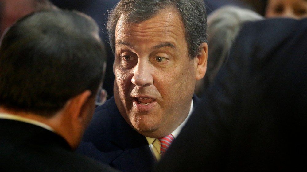 New Jersey Gov. Chris Christie speaks with people, on Jan. 8, 2015 in Boston. (Photo by Steven Senne/AP)