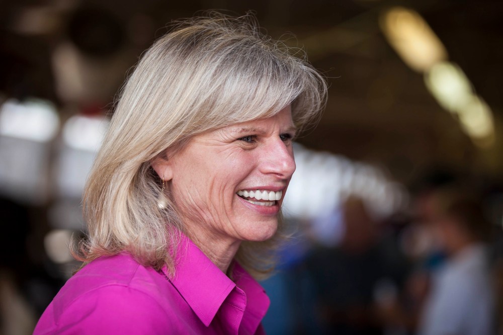 Wisconsin democratic gubernatorial candidate Mary Burke at the Rock County 4-H Fair Thursday July 24, 2014, in Janesville, Wis.