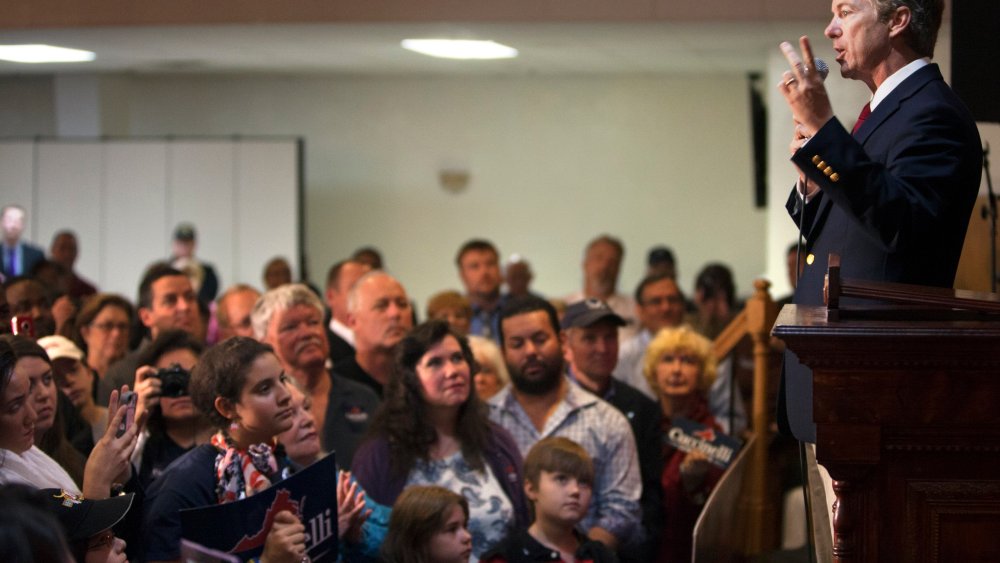 Sen. Rand Paul, R-KY,  introduces Virginia Attorney General Ken Cuccinelli at the Philippine Culture Center in Virginia Beach, Va., Monday, Oct. 28, 2013.