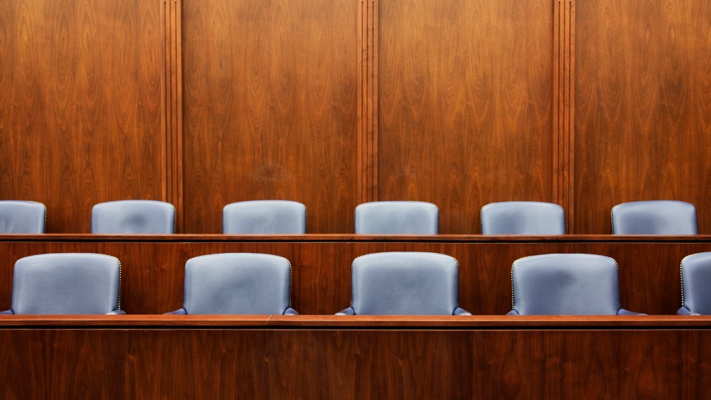 Empty jury seats.