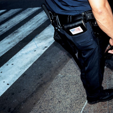 A police officer on a street.