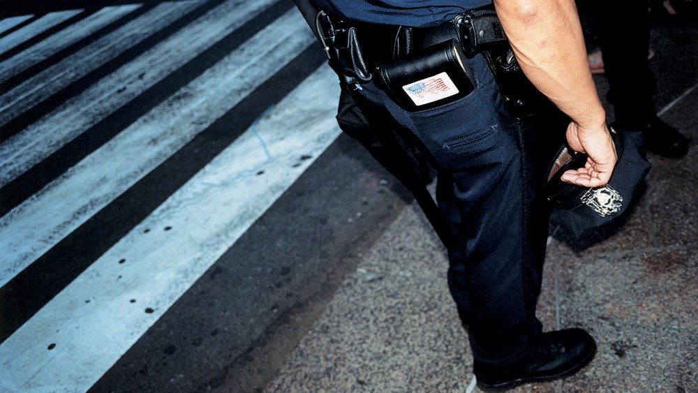 A police officer on a street.